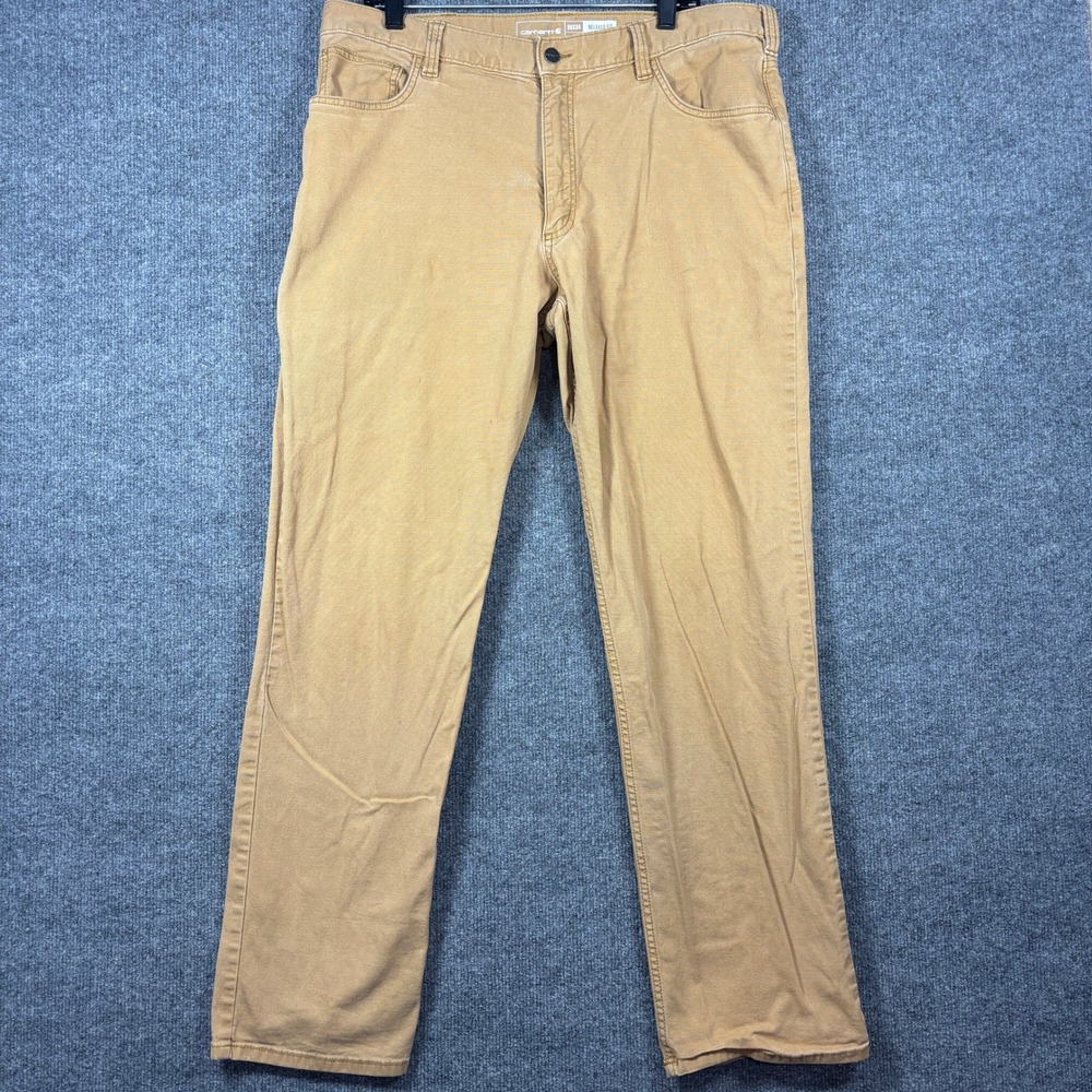 Carhartt Rugged Flex BN2517-M Mens 38x34 (Fits 38x32) Relaxed Tan Canvas Pants